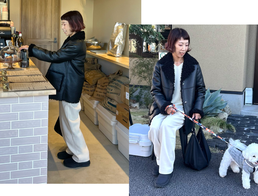 ムートンコート ブラック