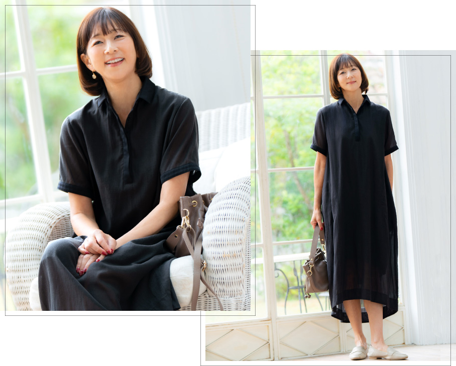 三浦りさ⼦さんプロデュース ⿇ワンピース¥49,500 [洗える・⿇100％・⽇本製]