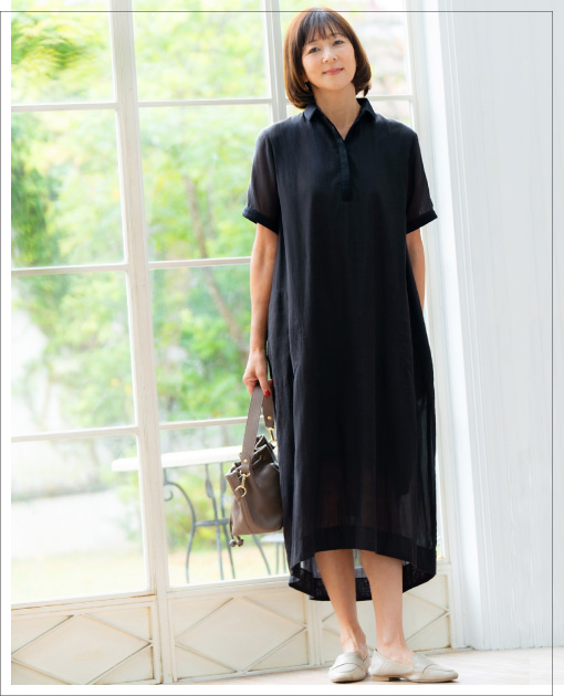 三浦りさ⼦さんプロデュース ⿇ワンピース¥49,500 [洗える・⿇100％・⽇本製]