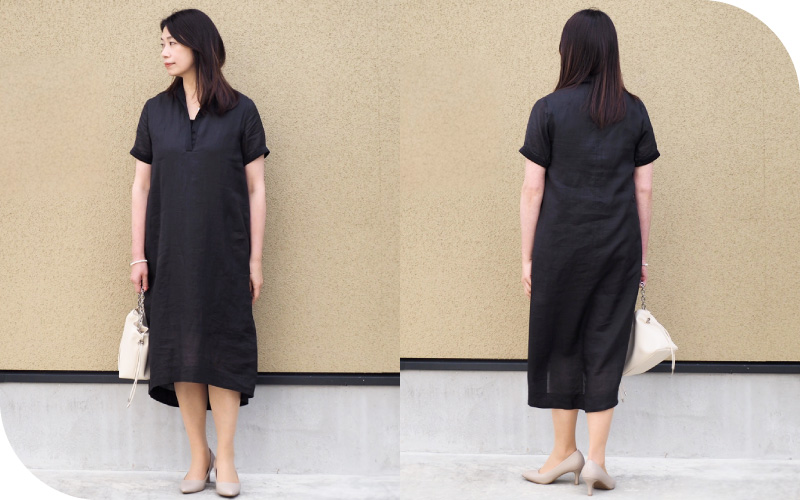 動きのある前後差デザイン。裏地付き。