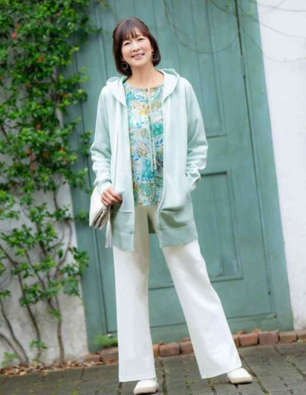 ラメ混長袖ニットカーディガン