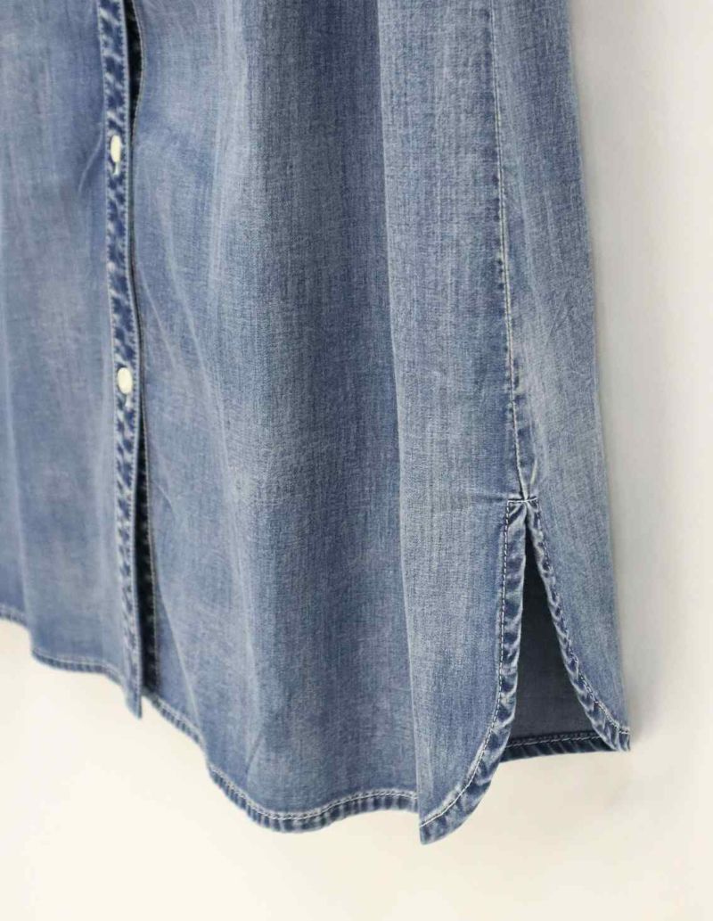 【  Jeans】お洒落デニムワンピース デザインステッチライトデニムワンピース / ワンピース